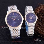 Perfect Replica Longines Blue Dial 2-Tone Rose Gold Band Couple Watch 